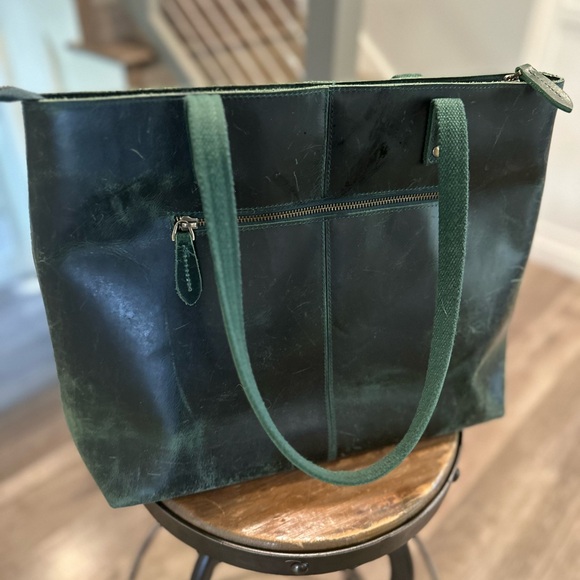 S-Zone Leather Bag Satchel Tote Weekender Bag Commuter Bag - Picture 6 of 10